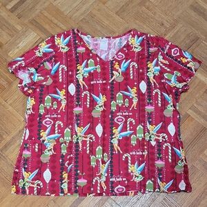 Disney Tinkerbell Scrub Top Size 2X